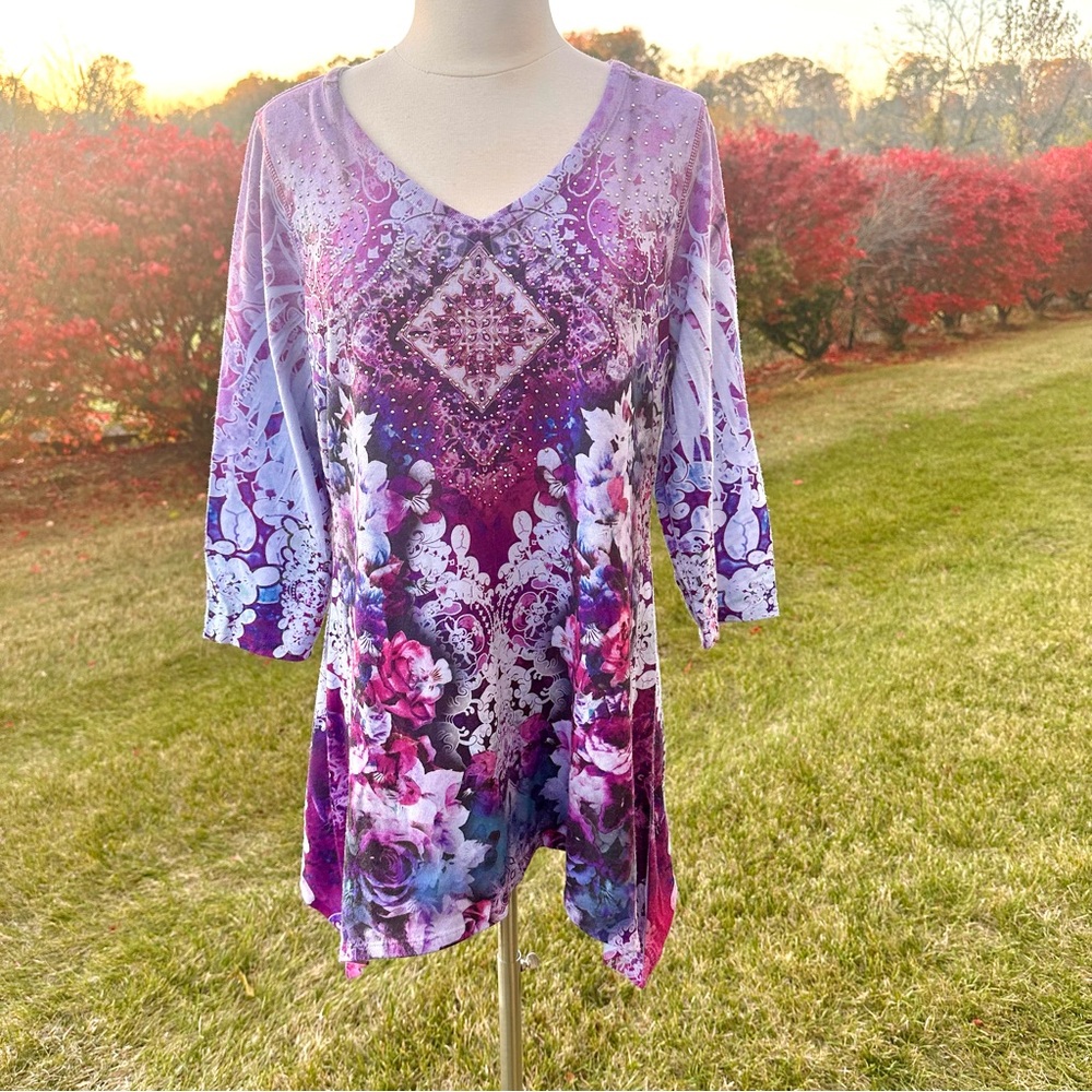 Live and Let Live Purple Tunic Top - Picture 2 of 16